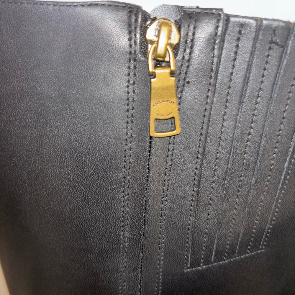 COACH Black Heeled Boots with Chunky Block Heel - Picture 6 of 8